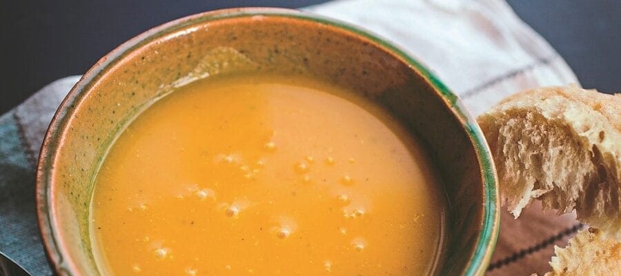 Roasted butternut squash soup with chilli