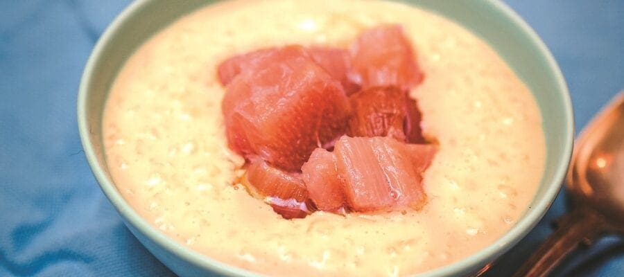 Rice Pudding With Rhubarb Compote