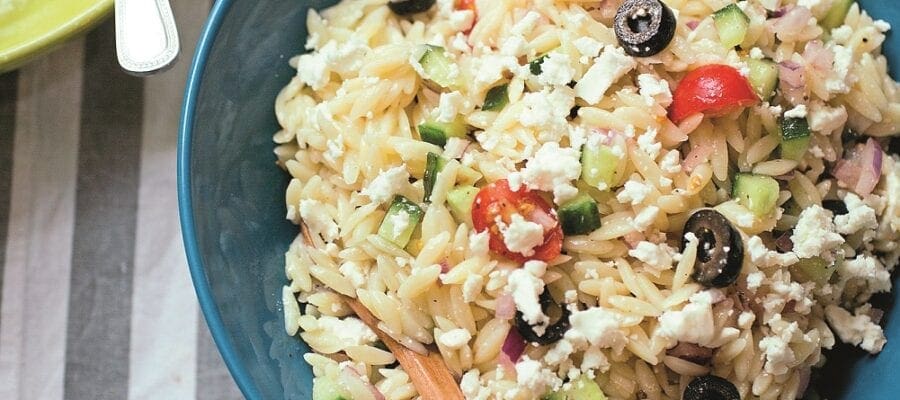 SUMMER ORZO SALAD WITH RED ONION
